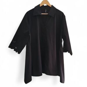 Stella Carakasi Tiburon Tunic XXL Black Lagenlook Organic Cotton Pockets